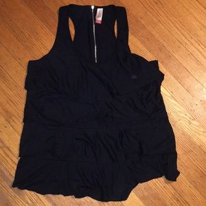Black tank with ruffle and zipper